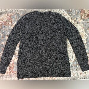 Athleta Black White Marled Merino Wool Crewneck Sweater XXS